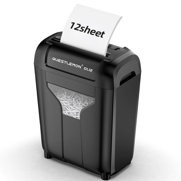 QUESTLEMON 12-Sheet Cross Cut Paper Shredder, 4.5Gal Home Office Shredders for Paper, Credit Card, Mail, Staples, with Jam-Proof System , P-4 Security Level
