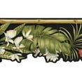 thumbnail image 4 of Trimz Tropical Red Hibiscus Flower Floral Leaf Wallpaper Border - Scalloped Design, Black Background, Rustic Bamboo Accent, 15' L x 6.3" W, 4 of 5