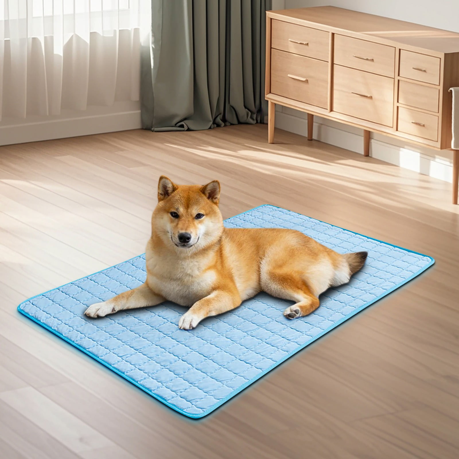 Hxlamzoo 2025 Upgraded Dog Cooling Mat 70x50cm - Ice Silk Pet Pad with Non-Slip Base, Eco-Friendly & Machine Washable for Summer Comfort