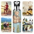 thumbnail image 5 of Bear with Hiking Bags Trees Sports Bottle with Straw Stainless Steel Water Jug Portable Thermal Cup Leak-proof 1000ML, 5 of 9