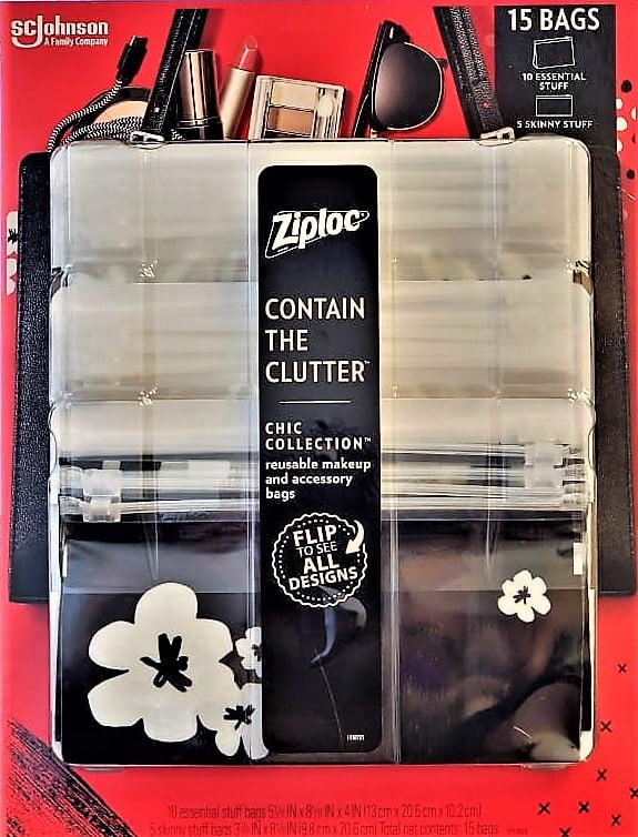 Ziploc Chic Collection Contain The Clutter 15ct Reusable Makeup and