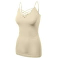 thumbnail image 2 of Women's Lattice Triple Criss-Cross Seamless Cami Long Ttank tops., 2 of 3