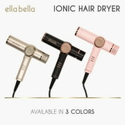ELLA BELLA® Professional Ionic Hair Dryer with Diffuser, Negative Ion Blow Dryer, Suitable All Hair Types • Intelligent Heat Control & Rapid Drying Speeds • Lightweight Design & Low Noise (Black)