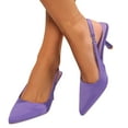 thumbnail image 4 of Tao Tao Low Kitten Heels Women's Slingback Dressy Pumps Pointed Closed Toe Ankle Strap Elegant Wedding Pumps Formal Comfortable Shoes Purple 41, 4 of 6