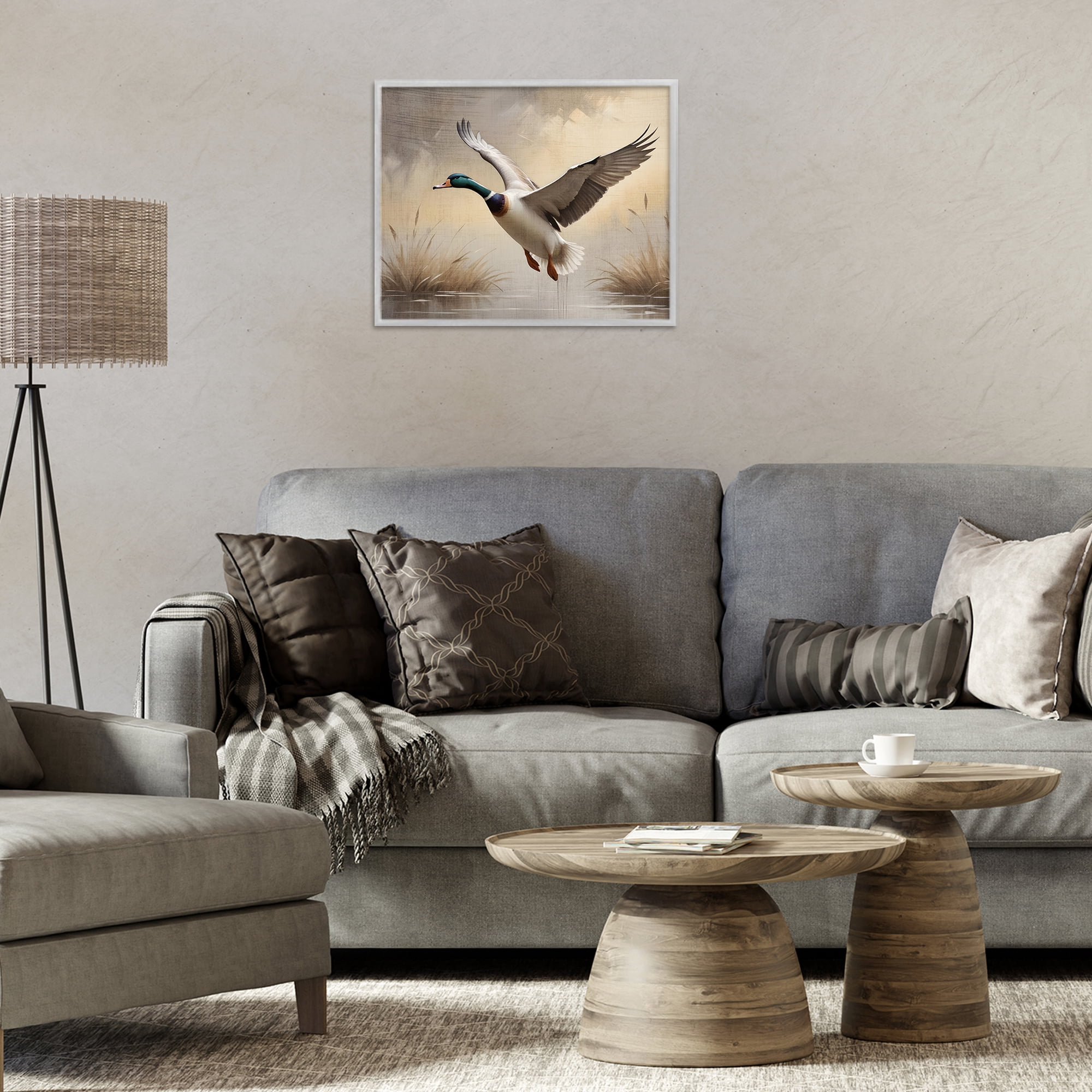 Stupell Industries Gliding Mallard over Wetlands Gray Framed Giclee Art, design by Susan Arnot