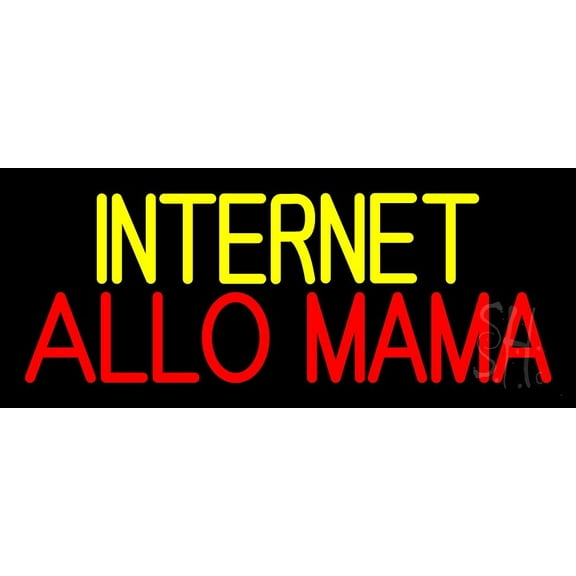 Internet Allo Mama LED Neon Sign 10 x 24 - inches, Clear Edge Cut Acrylic Backing, with Dimmer - Bright and Premium built indoor LED Neon Sign for Computer & Electronics store decor.