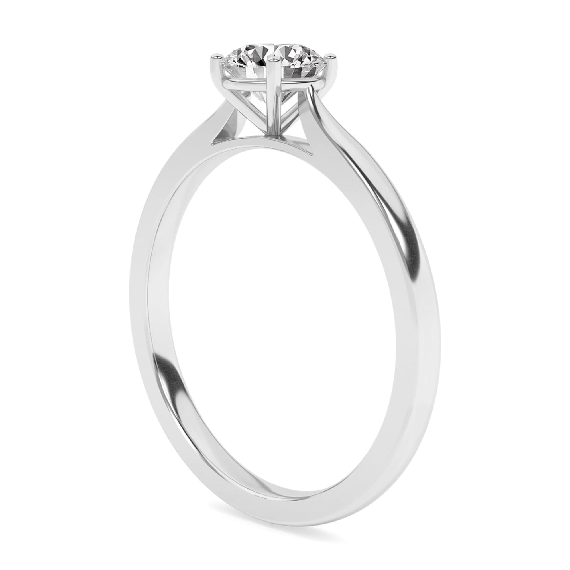 AFFY 1/2 Carat (ctw) Solitaire Engagement Rings For Women, Round Lab Created Moissanite Promise Ring For Her In 10k Solid White Gold | VVS1 Quality (0.50 ctw) Ring Size-4