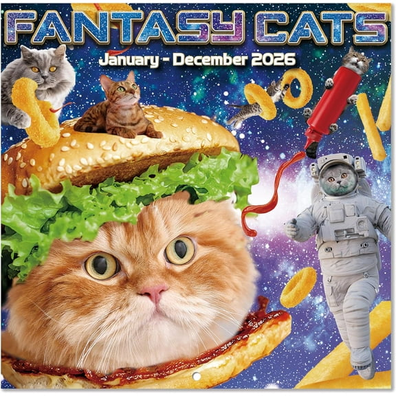 2026 Wall Calendar - 12 months from Jan 2026 - Dec 2026, 12" x 24" (Open), Funny Cat Calendar 2026 for Home, Office, School