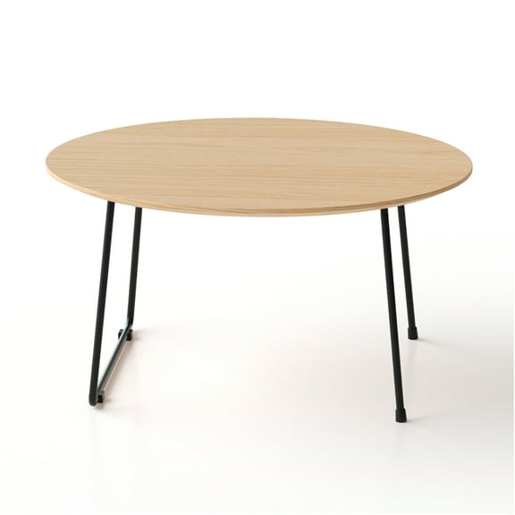 JERFIT 36 inch Round Coffee Table for Small Spaces, Modern Acacia Wood Top with Metal Legs, American Minimalist Design for Living Room, Apartment