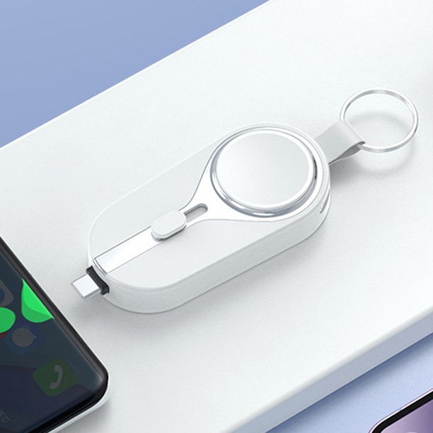 Llavero 2 en 1 Power Bank Mini cargador impermeable 2000 mAh (blanco para tipo C)
