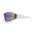 thumbnail image 6 of Wrap Curved Color Mirror Oversize Shield Sport Plastic Sunglasses White - Green Mirror, 6 of 8