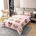 thumbnail image 3 of Erosebridal Cartoon Dog 100% Cotton Duvet Cover Queen Size, Pet Print Bedding Sets Queen Size, Pink, Reversible（No Comforter）, 3 of 6