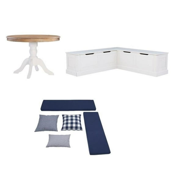 Home Square Set of a Kitchen Nook & Dining Table & 5 Piece Cushion/Pillow
