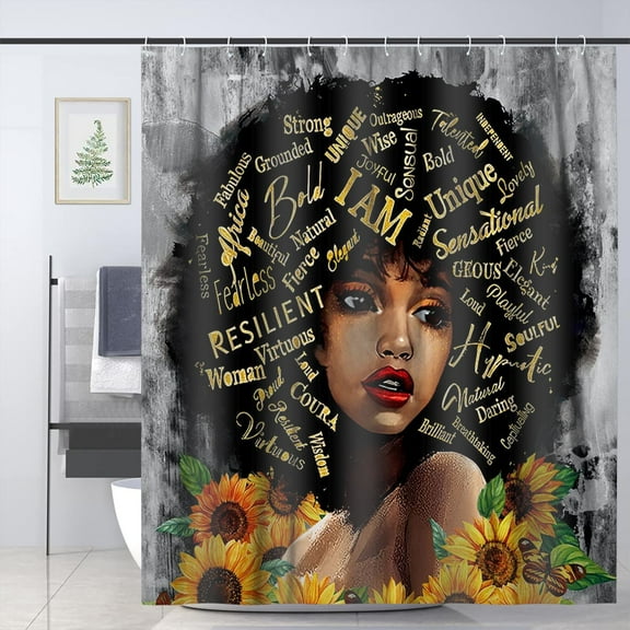 Black Girl Shower Curtain African American Shower Curtains African Shower Curtains for Bathroom 72x72 Inch