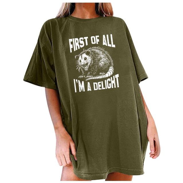 TSADFHJI Hauts d'Hiver pour Femmes Grande Taille Mode Décontractée Col Rond T-Shirts Été Manches Courtes T-Shirts Amples TG Vert