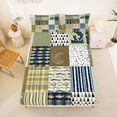 thumbnail image 5 of jejeloiu Rustic Fishing Quilt Bed Sheets,Cabin Plaid Pattern Full Size Sheets For Boys,Green Navy,4-Piece,1 Flat Sheet, 1 Fitted Sheet and 2 Pillowcases, 5 of 6