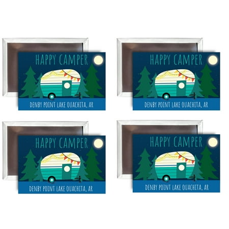 

Denby Point Lake Ouachita Arkansas Souvenir 2x3-Inch Fridge Magnet Happy Camper Design 4-Pack