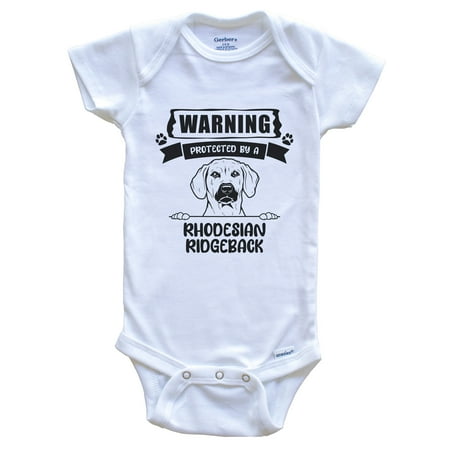 

Warning Protected by a Rhodesian Ridgeback Funny Cute Dog Breed Baby Bodysuit 6-9 months white