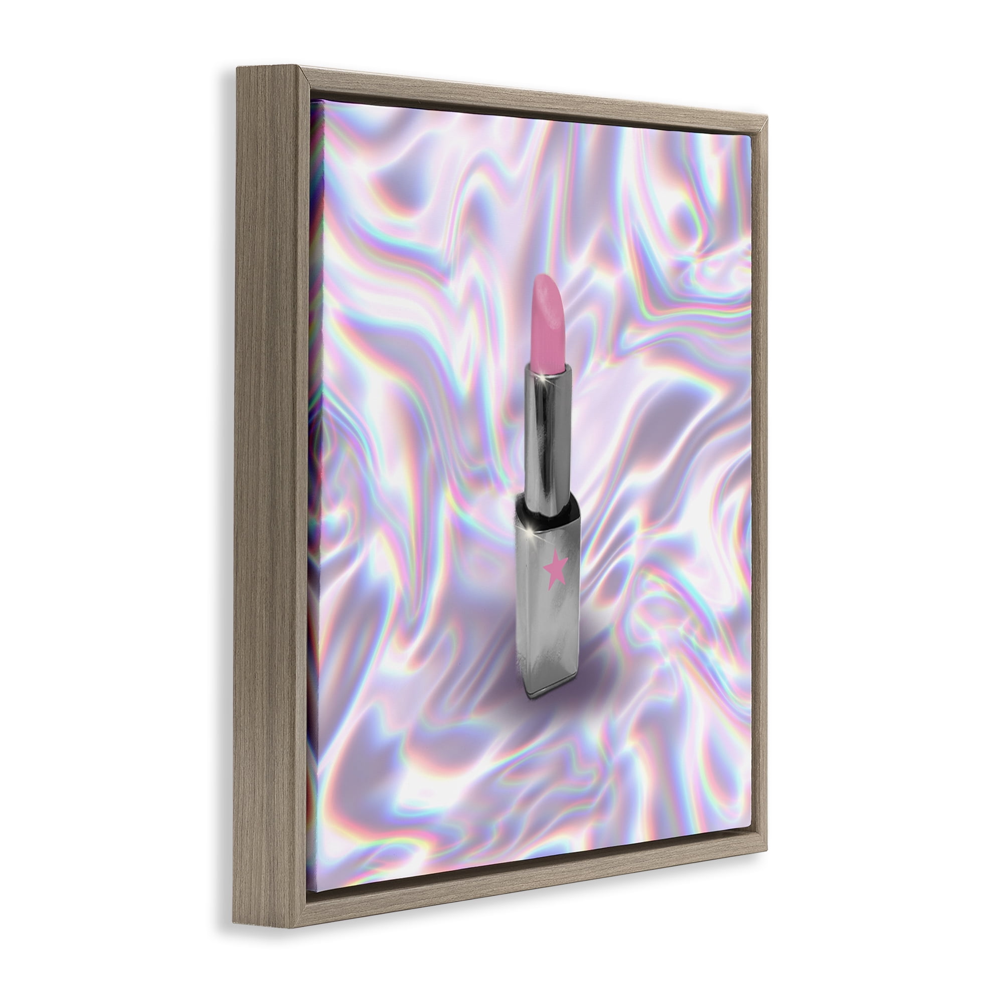 Stupell Industries Iridescent Icon Lipstick Brown Framed Floater Canvas Wall Art, design by Matthew Piotrowicz