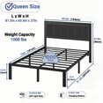 thumbnail image 5 of Haewon Queen Size Bed Frame with Upholstered Headboard, Metal Platform Bed Frame with USB Charging & LED Lights, Under-Bed Storage, No Box Spring Needed, Dark Grey, 5 of 8