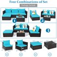 thumbnail image 2 of Gymax 5PCS Cushioned Rattan Patio Conversation Set w/ Coffee Table Ottoman, 2 of 10