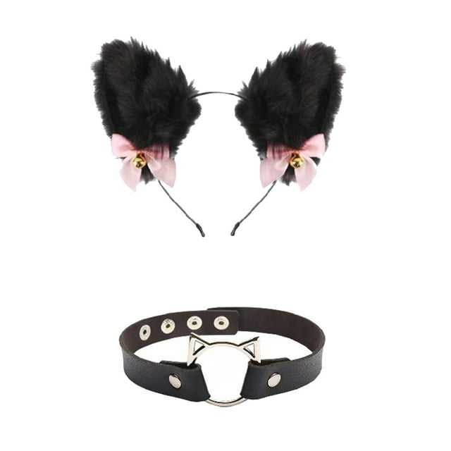 Qarigey Diadema con orejas de gato de peluche, accesorio de Cosplay, accesorios para festivales, gargantilla de corazón, práctico para llevar, Accesorio para el cabello tipo 10 Qarigey AP007137-10