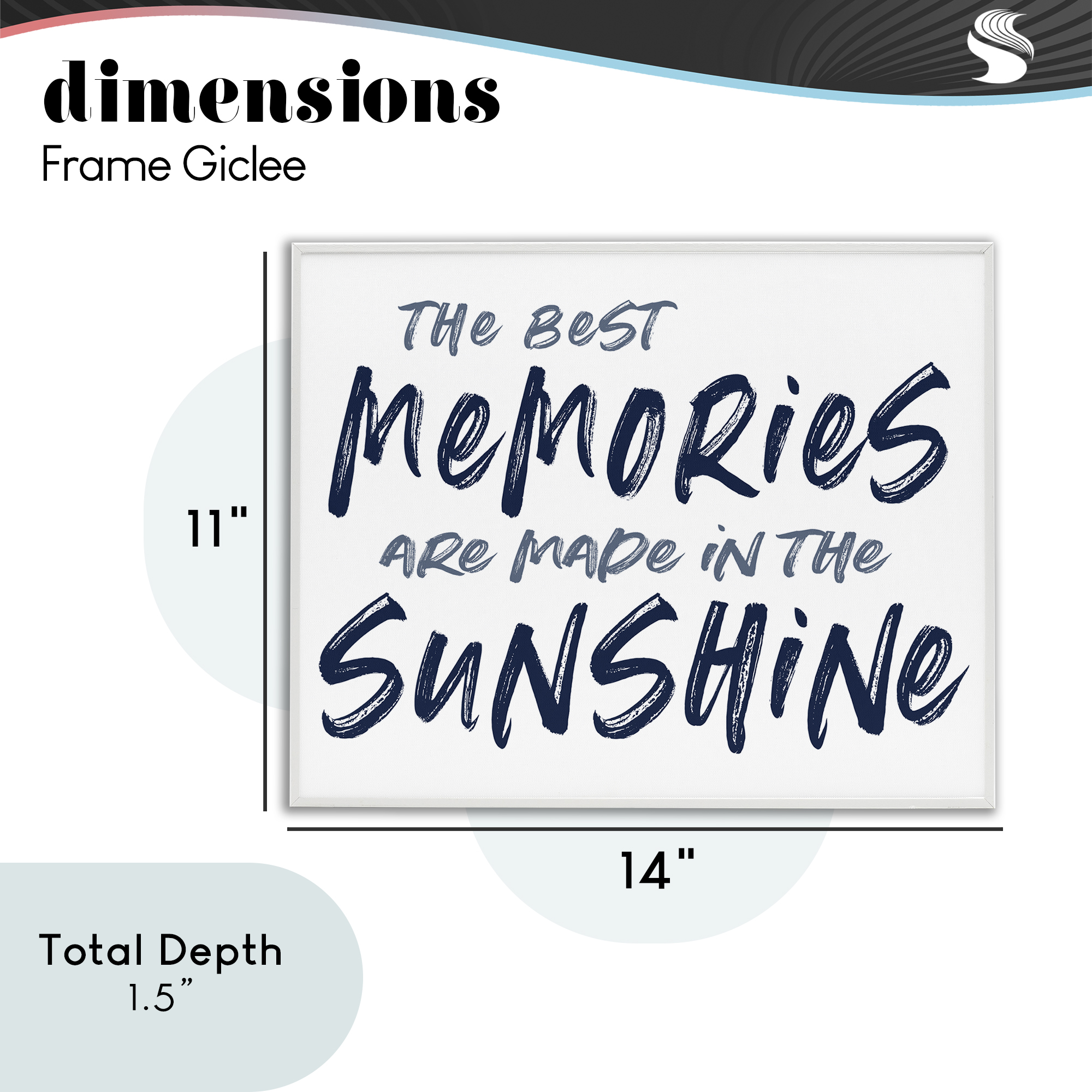 Memories Made In Sunshine White Framed Giclee Art, design by Lettered and Lined