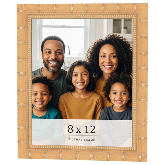 8x12 Light Brown Bamboo Real Wood Picture Frame Width 1.5 inches | Interior Frame Depth 0.5 inches