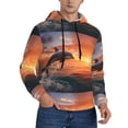 thumbnail image 2 of Naloa Sunset Dancing Dolphin B Men's Casual Hooded Collar Drawstring Hoodies Pullover Sweatshirts Casual Long Sleeve Shirts-Medium, 2 of 7