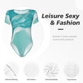 thumbnail image 4 of Rateoe Teal Turquoise 1 Printed Women Rash Guard Short Sleeve,Tummy control Swimsuit Surfing Swimsuit Bathing Suit Short-sleeved Onesie UPF 50+ -Small, 4 of 7