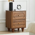 thumbnail image 2 of Wirrytor 2 Drawer Fluted Nightstand , Mid Century Modern Farmhouse Bedside Table,Sofa Table, Small End Table Bedside Table for Bedroom Living room, Walnut, 2 of 7