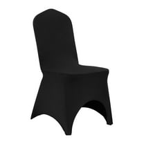 50 Pcs Black Chair Covers Polyester Spandex Stretch Slipcovers for Wedding Party Dining Banquet Arched-Front Chair Covers Default