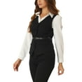 thumbnail image 3 of INSPIRE CHIC Womens' Business Formal Button Front Closure V Neck Vest with Belt Pockets, 3 of 5
