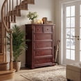 thumbnail image 3 of 48" H Tall Dressers for Bedroom 6-Drawer, Akaber Mid-Century Walnut Wood Chest of Drawers, Vintage Farmhouse Storage Organizer, 3 of 7