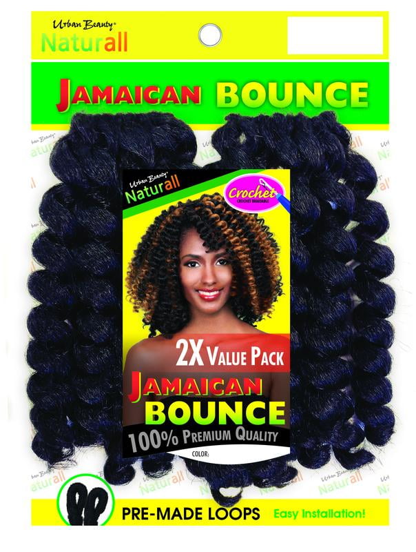 (2 pack) Urban Beauty Queen B Jamaican Bounce Curls Crochet Hair 2X Pack, #1B, Adult, Female