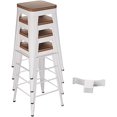 HBBOOMLIFE Stools Set of 4 Metal Stool Counter Height Stools 26" White