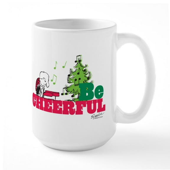 CafePress - The Peanuts: Be Cheerful Large Mug - 15 oz Ceramic Large White Novelty Mug