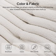 Cottinch Giant Bean Bag Chair Lazy Floor Sofa for Adults, Teens, Memory Foam Sofa Fireside Togo Chair Suede Lounger Couch for Living Room, Bedroom, White
