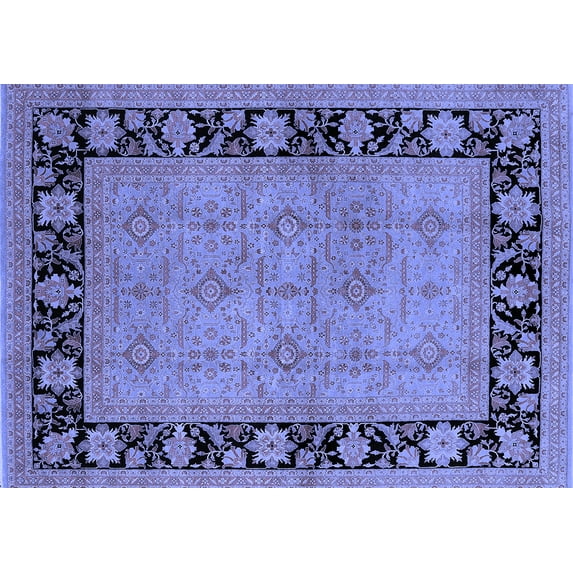 Ahgly Company Machine Washable Indoor Rectangle Oriental Blue Industrial Area Rugs, 5' x 8'