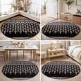 thumbnail image 5 of Round Area Rug 4ft Boho Diamond Floor Carpets Indoor Floor Area Mat Stain-Proof Mat Circle Rugs for Living Room Dining Room Kitchen Bedroom, Black Bohemian Geometric Stripes Beads Sofa Throw Carpet, 5 of 9