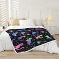 thumbnail image 2 of Neon Cat Fleece Blanket Lovely Glowing Kitten Sherpa Blanket, Cute Kawaii Blanket Starry Sky Throw Blanket for Sofa, Gradient Paws Flannel Blanket Cartoon Animal Themed Room Decor, Black, 2 of 6