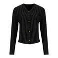thumbnail image 5 of Scyoekwg Womens Ribbed Cardigan Casual Long Sleeve Open Front Button Textured Coats Fall Sweaters V Neck Outwear (Black,M), 5 of 5