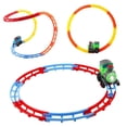 thumbnail image 4 of Juego de vías de tren, trenes con vías rodantes con sonido y luces, locomotora de juguete colorida, juego interactivo para niños en edad preescolar, 4 of 7
