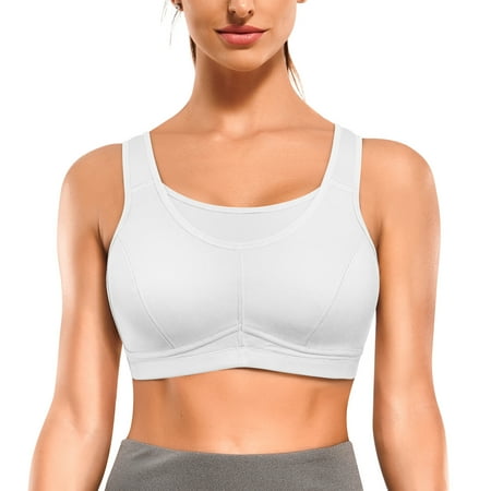 

Irisnaya Women s Sports Bra High Impact Support Bounce Control Full Coverage Wirefree Adjustable Straps Hook Camisole Top(White 3X-Large)