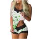 thumbnail image 1 of Conjunto de Pijamas para Mujeres Pantalones Cortos Camisola de Encaje Impresa de San Patricio sin Mangas Patchwork Set de Pijamas Casuales, 1 of 5