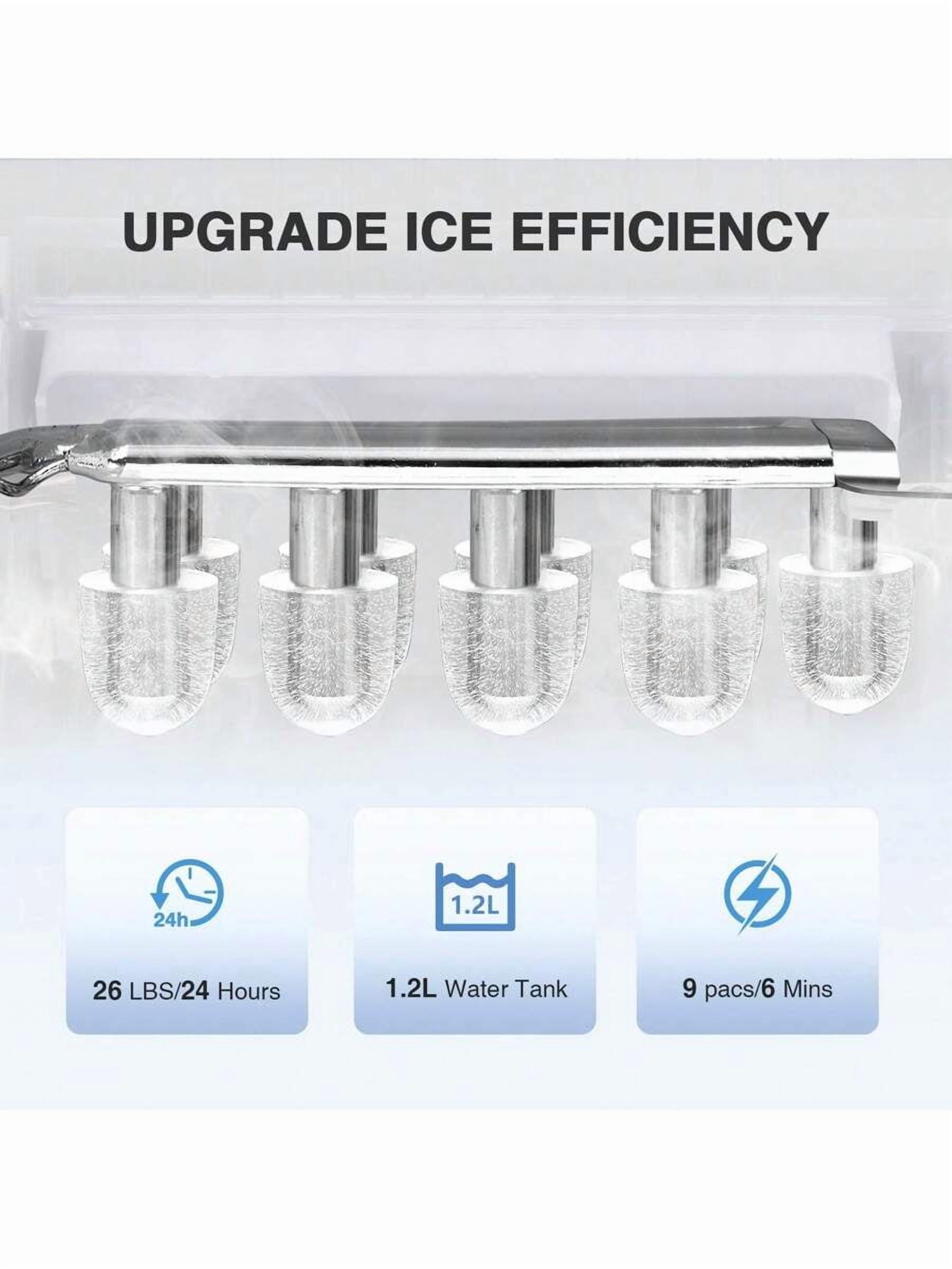 Havato Nugget Ice Maker Countertop,  Self-Cleaning  Ice Maker With Ice Basket & Scoop, 26Lbs/24H, 9 Ice Cubes Ready In 6 Mins, Chewable Ice Maker Machine For Home Camping Party RV