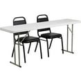 thumbnail image 1 of 6-Foot Plastic Folding Training Table Set with 2 Trapezoidal Back Stack Chairs, 1 of 2