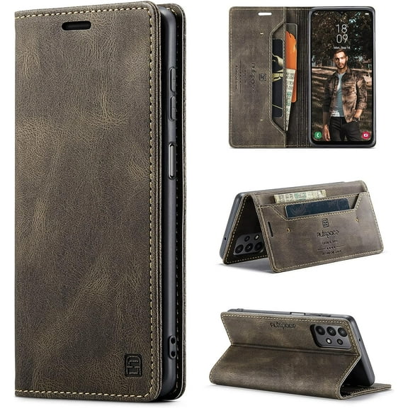Wallet Case for Samsung Galaxy A23 2022,Magnetic Protect PU Leather Flip Case with Card Holders RFID Blocking Kickstand Shockproof Protection Case for Samsung Galaxy A23 4G/5G 2022 (Coffee)