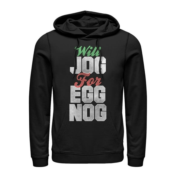 Women's CHIN UP Christmas Jog for Egg Nog  Pull Over Hoodie Black Small