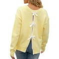 thumbnail image 3 of Oversized Sweaters for Women Fall Sweaters for Women Women's Sexy Bow Tied Back Knit Sweater With Open Back, 3 of 7